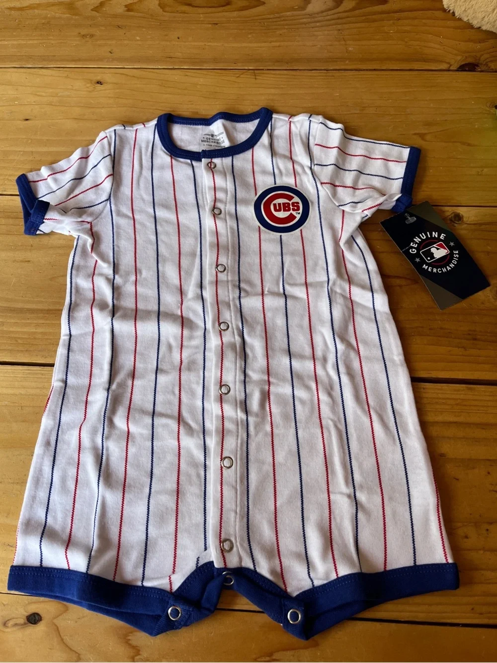Chicago Cubs Infant Pinstripe Romper - White/Blue/Red, 18 months NWT
